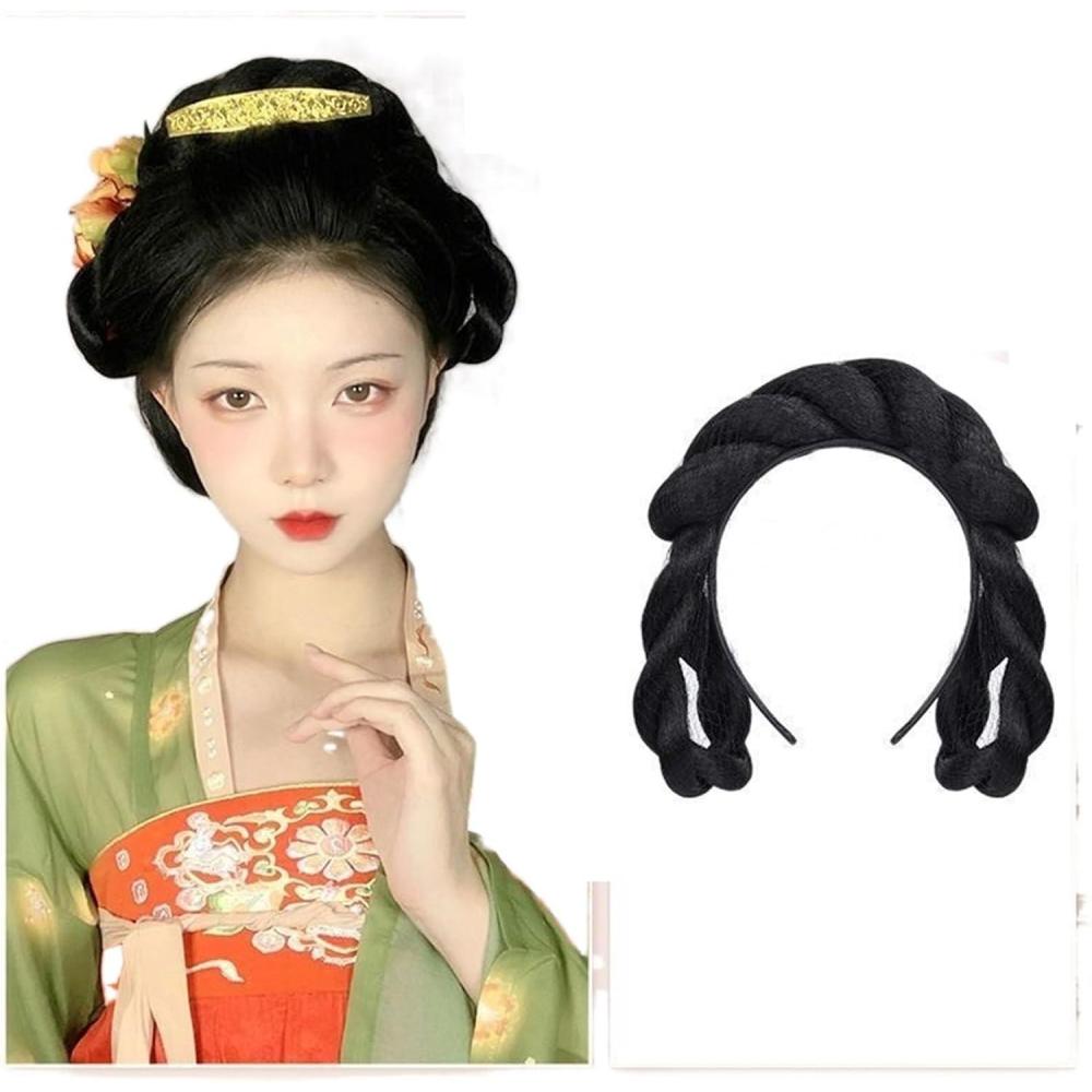 imageHanfu Cosplay Noir Perruque Femmes Ancien Chinois CouvreChef Longue Droite avec Bandeau Color NPetty Miser