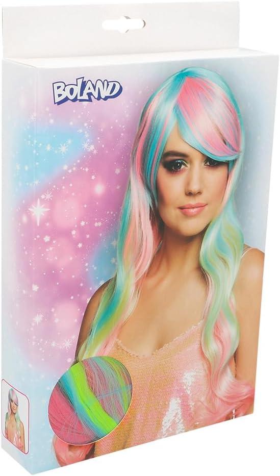 imageBoland 85606 Perruque Catrina cheveux longs synthtiques avec fleurs coiffure longue Dia de los Muertos coiffure costume carnaval fte thme Halloweenmulticolore