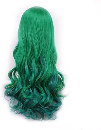 imageColorfulPanda Cosplay Halloween Party Perruque Longue Ondule Boucle Lolita Style Cosplay Halloween Party Perruque Mix Vert Synthtique Perruques De Cheveux pour FemmesVert
