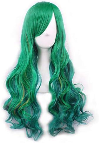 imageColorfulPanda Cosplay Halloween Party Perruque Longue Ondule Boucle Lolita Style Cosplay Halloween Party Perruque Mix Vert Synthtique Perruques De Cheveux pour FemmesVert