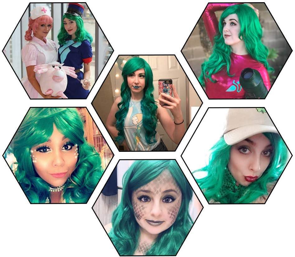 imageColorfulPanda Cosplay Halloween Party Perruque Longue Ondule Boucle Lolita Style Cosplay Halloween Party Perruque Mix Vert Synthtique Perruques De Cheveux pour FemmesVert