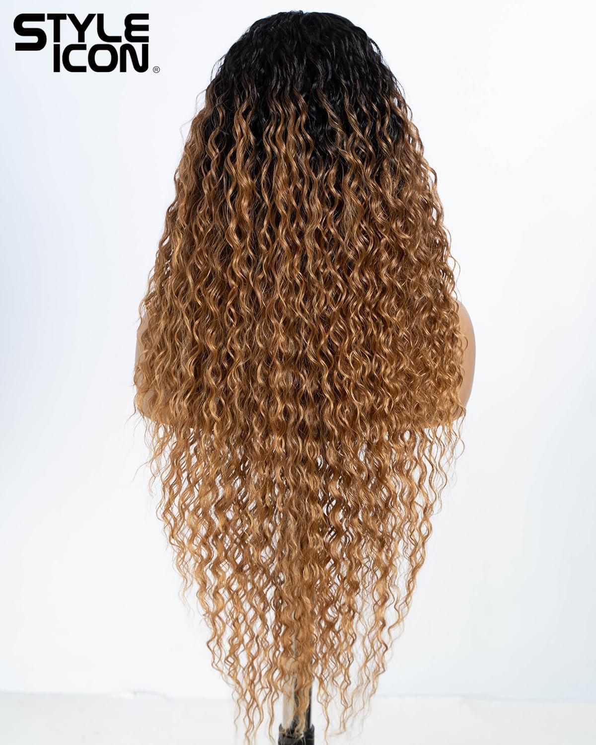 imageStyle Icon perruques Lace Front Wigs Synthetique 71cm Longue Perruque Boucle Devant En Dentelle Perruque Pour Femmes Fibres Rsistantes La ChaleurSOP43026