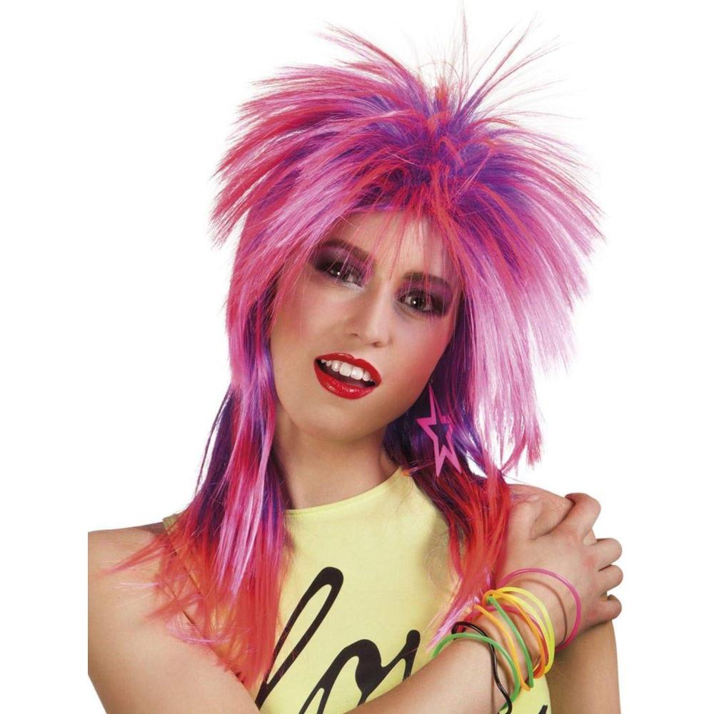 imageBoland 85606 Perruque Catrina cheveux longs synthtiques avec fleurs coiffure longue Dia de los Muertos coiffure costume carnaval fte thme HalloweenRoseviolet