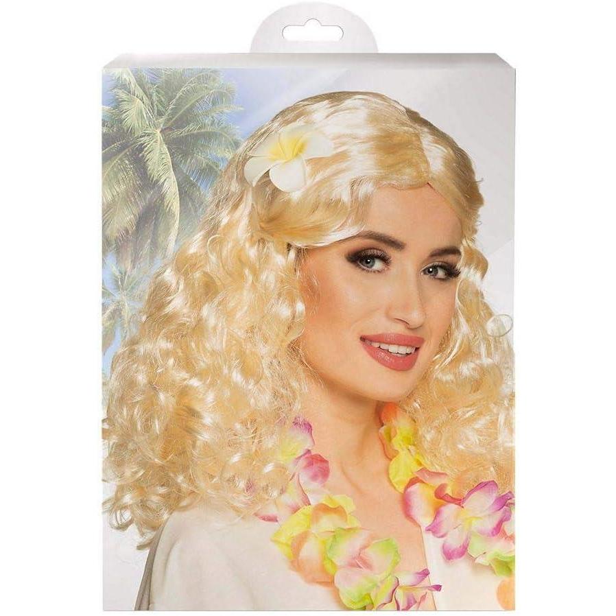 imageBoland 85606 Perruque Catrina cheveux longs synthtiques avec fleurs coiffure longue Dia de los Muertos coiffure costume carnaval fte thme Halloweenblond