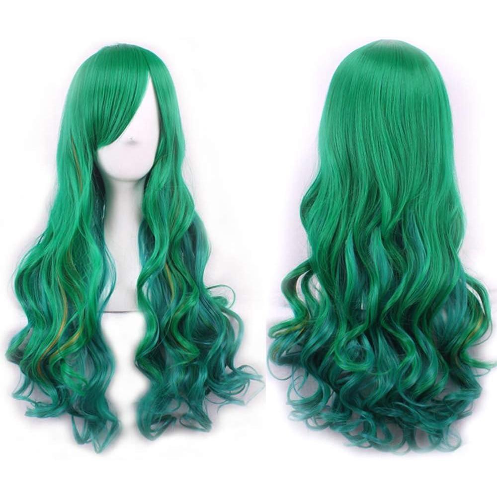 imageColorfulPanda Cosplay Halloween Party Perruque Longue Ondule Boucle Lolita Style Cosplay Halloween Party Perruque Mix Vert Synthtique Perruques De Cheveux pour FemmesVert