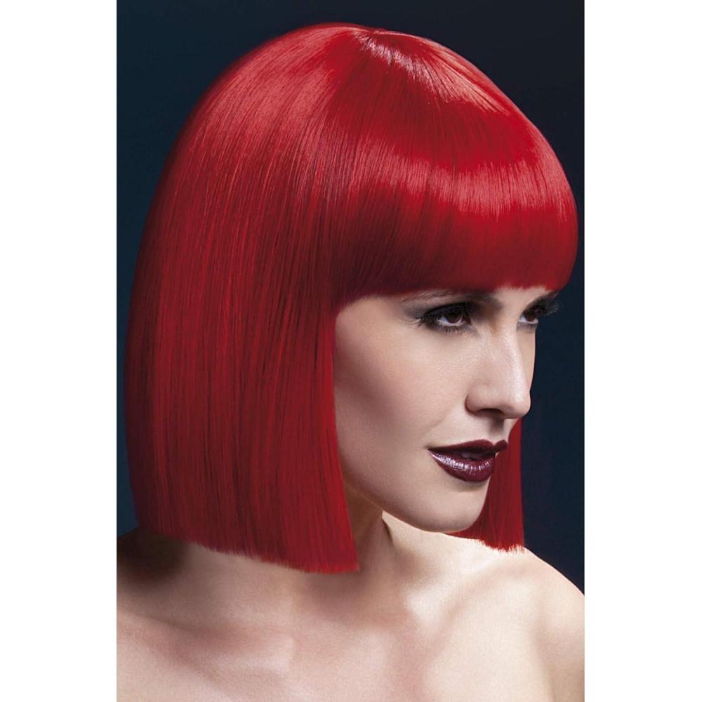 imageSmiffys Perruque Lola collection Fever noir carr droit avec frange 30cm 12in HalloweenRouge