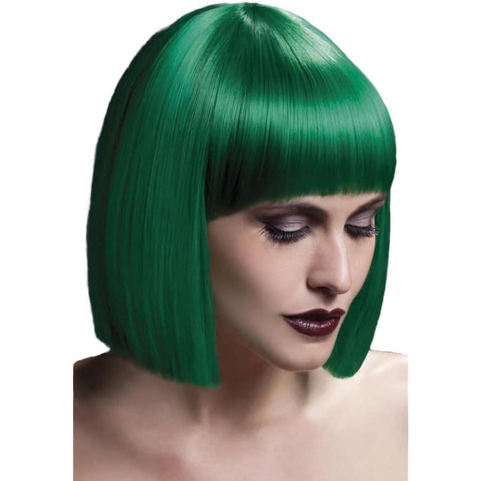 imageSmiffys Perruque Lola collection Fever noir carr droit avec frange 30cm 12in HalloweenVert