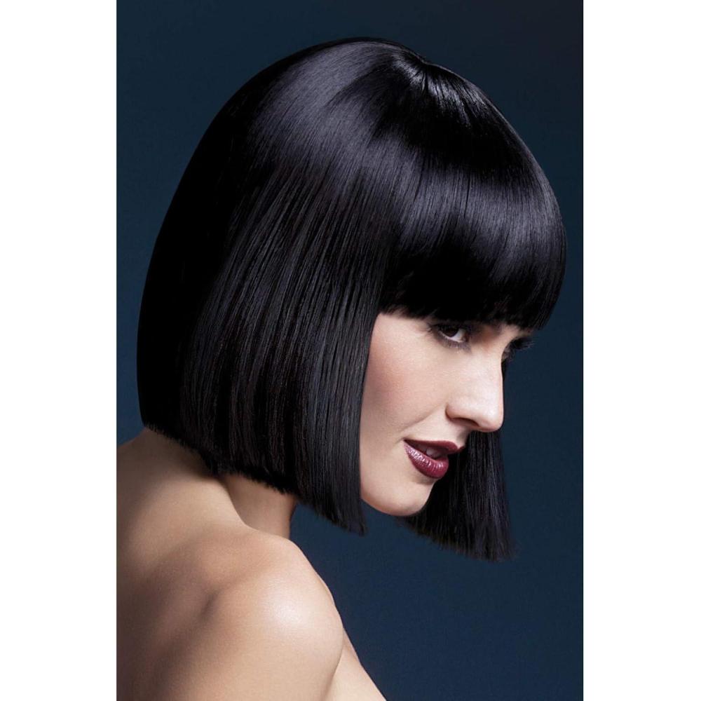 imageSmiffys Perruque Lola collection Fever noir carr droit avec frange 30cm 12in Halloweennoir