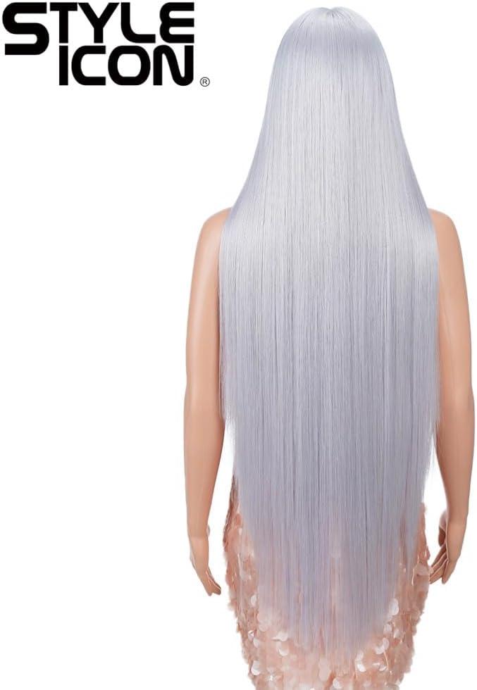 imageStyle Icon Perruque de 90 cm super longue droite en dentelle synthtique pour femme densit 150 TT630WRose ple