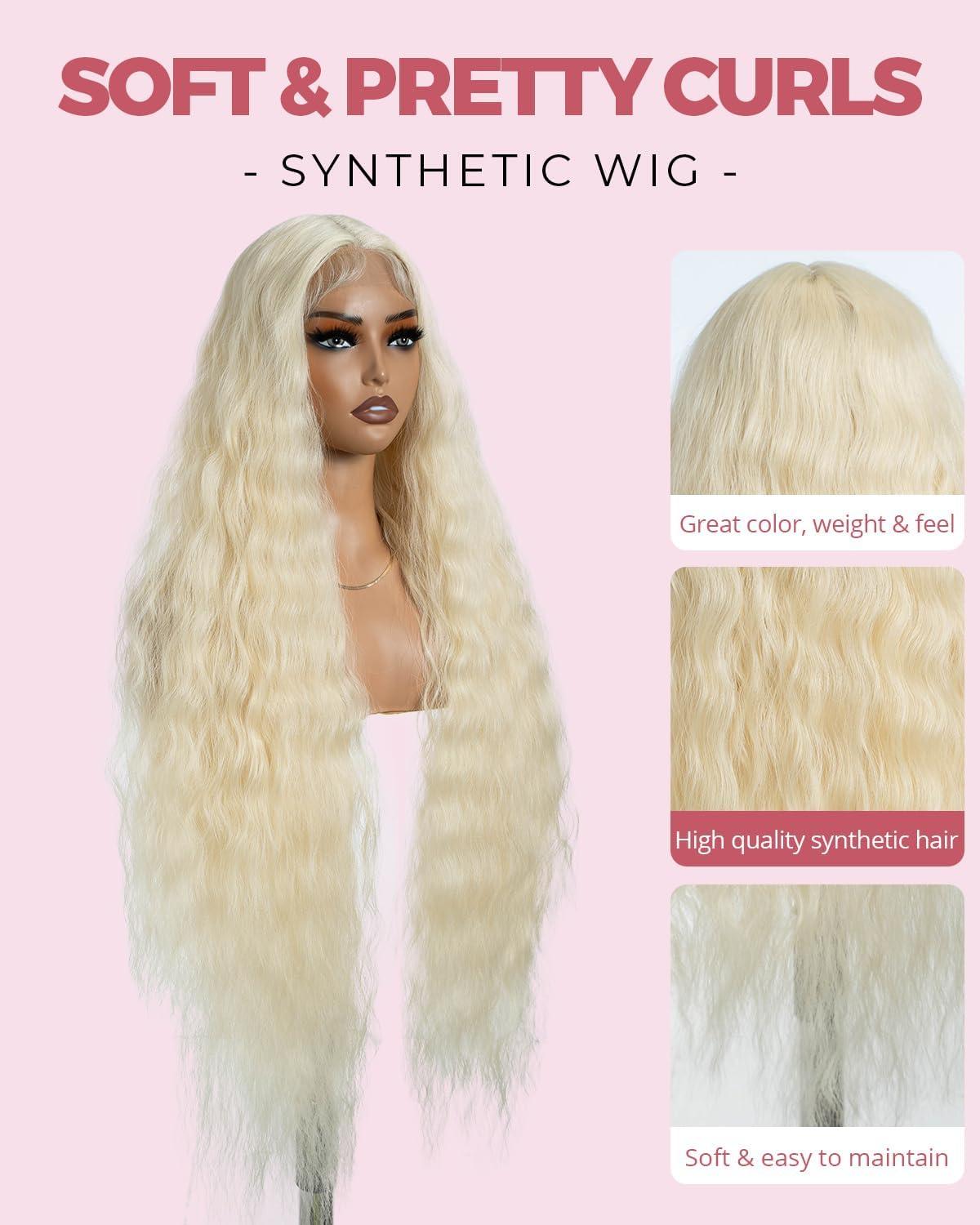 imageStyle Icon Perruque synthtique noire avec dentelle frontale de 104 cm perruque synthtique trs longue densit de 150 1041 cm 1B613 Blond