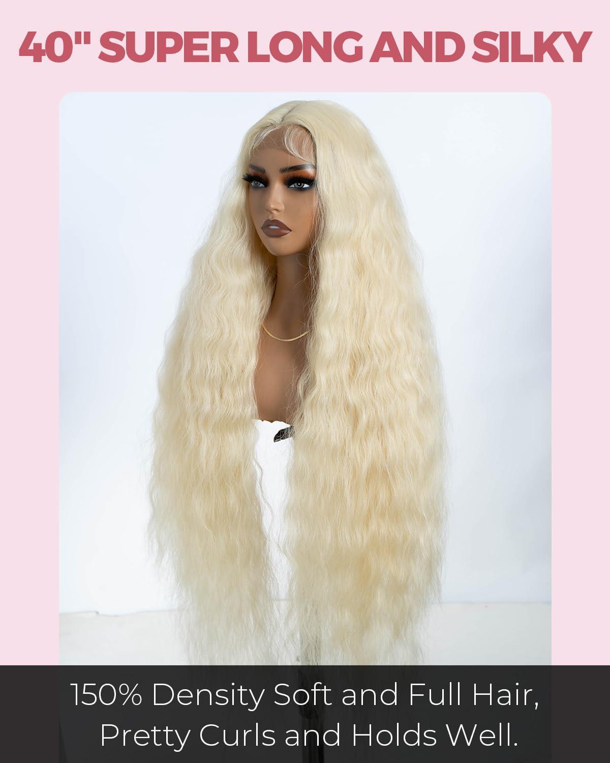 imageStyle Icon Perruque synthtique noire avec dentelle frontale de 104 cm perruque synthtique trs longue densit de 150 1041 cm 1B613 Blond