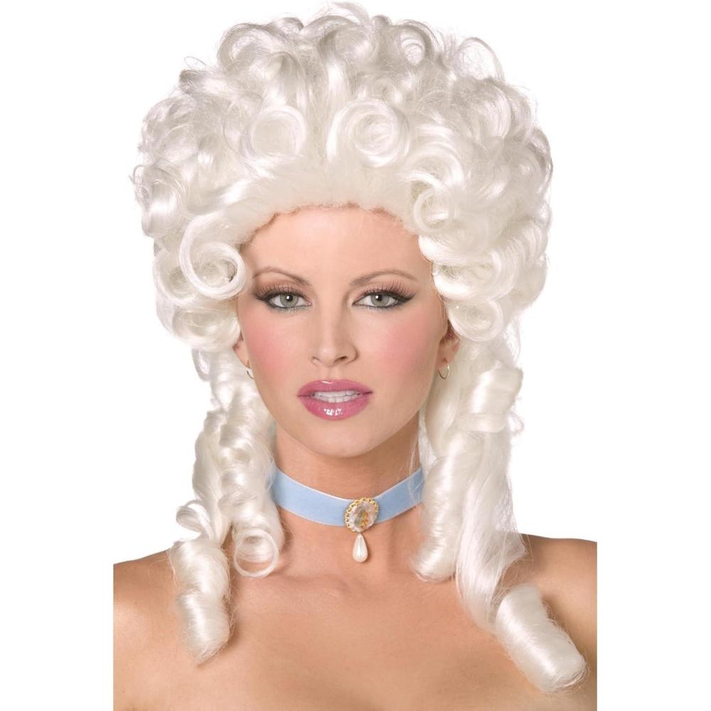 imageSmiffys Perruque baroque blanche longue paule avec bouclettes HalloweenBlanc
