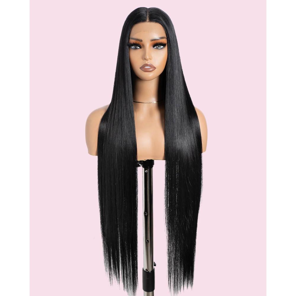 imageStyle Icon Perruque de 90 cm super longue droite en dentelle synthtique pour femme densit 150  TT630W1b