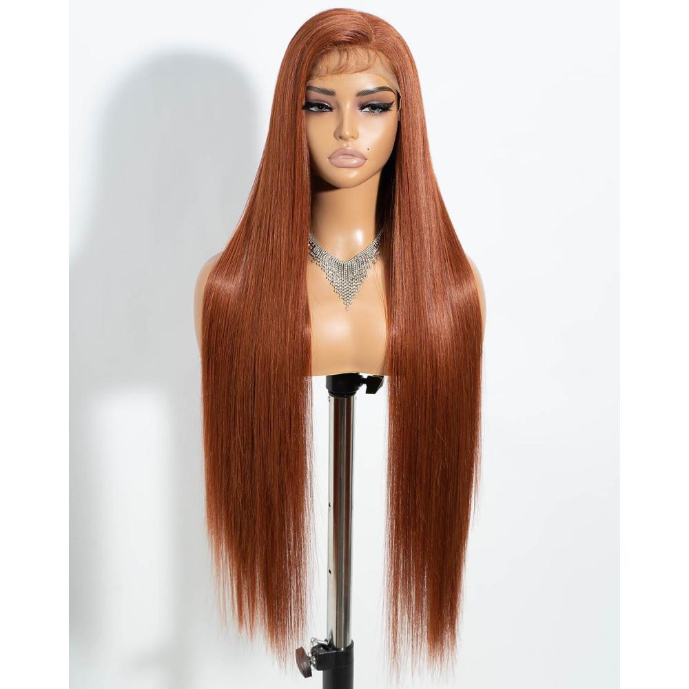 imageStyle Icon Perruque de 90 cm super longue droite en dentelle synthtique pour femme densit 150  TT630WMarron