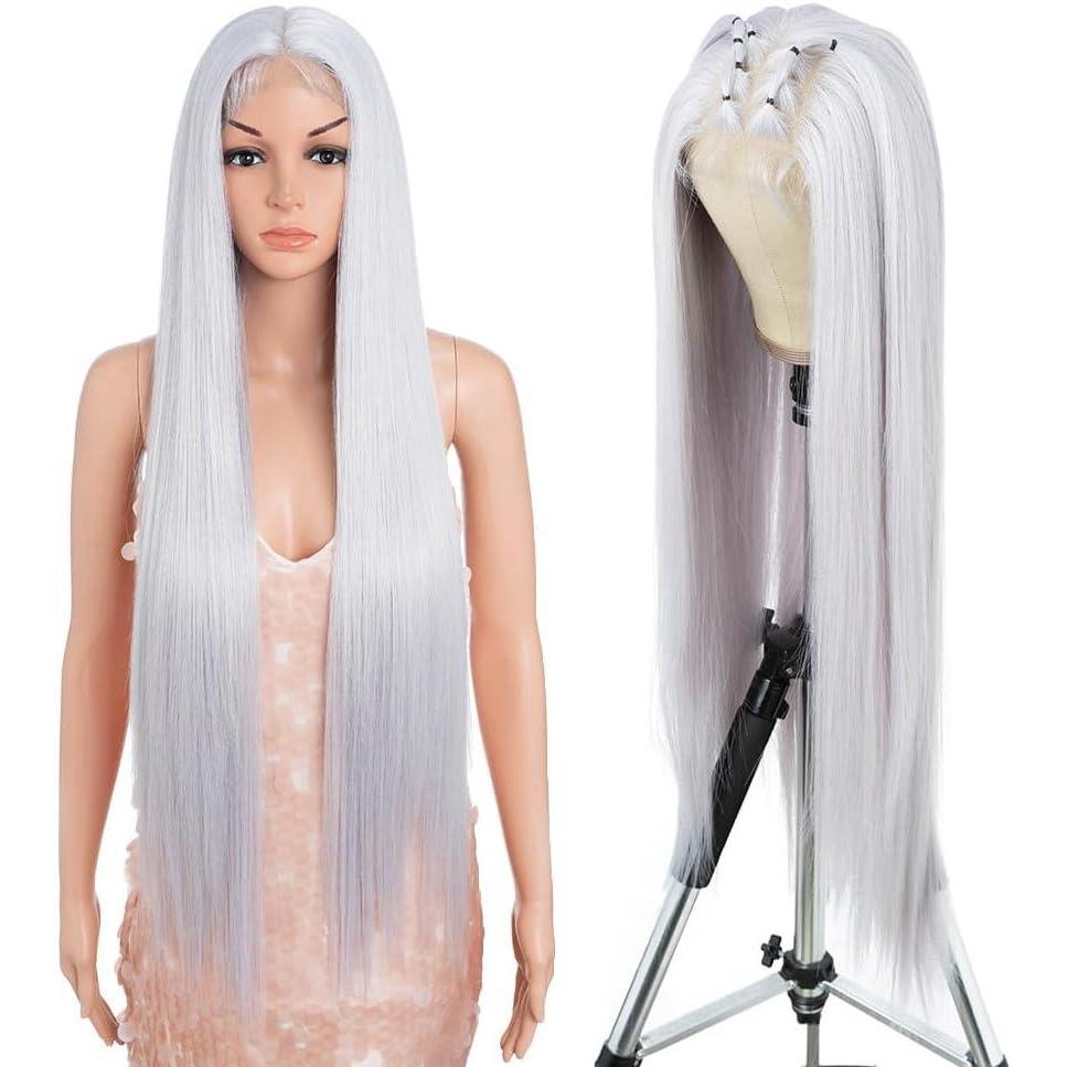 imageStyle Icon Perruque de 90 cm super longue droite en dentelle synthtique pour femme densit 150 TT630WRose ple
