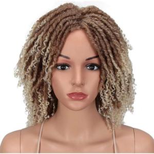 Style Icon 6&Prime; Short Dreadlock Wig Twist Wigs for Black Women Short Curly Synthetic Wigs (17cm, T1B/30)(T27/613)