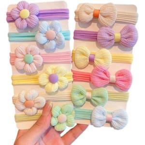 12 bandes de cheveux pour bébé, accessoires de coiffure pour filles, doux et sans couture, pour petits enfants, fillettes (Colorées)