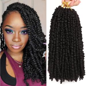10 Inch Passion Twist Hair Crochet Braids Meches Pour Tresses Africaine Rajout Cheveux Tresses Mèche Cheveux Extension Cheveux Naturel (25.3 CM(Lot de 8), #1B)(#1B)