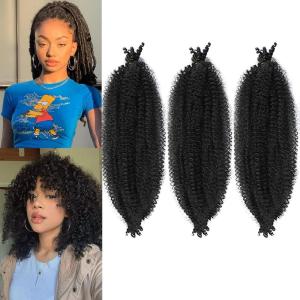 LPARMJIT Tresses au crochet Afro Twist Lot de 3 – 41 cm – Extensions pré-bouclées pour Butterfly Locs(1b)