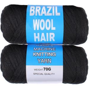 2 rouleaux de laine naturelle noire brésilienne, fil à cheveux pour cheveux, crochet, tresse, tresses, warps torsadés, twists sénégalais Jumbo Twist, tresses artificielles, box braids, tricot(1B#)