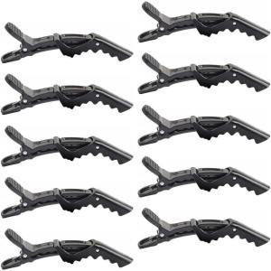 10Pcs Crocodile Clips Cheveux Barrettes – Clips Professionnels de Sectionnement de Poils de Crocodile Coiffure Pinces à Cheveux, Noir(Noir(10PCS))