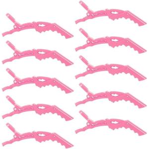 10Pcs Crocodile Clips Cheveux Barrettes – Clips Professionnels de Sectionnement de Poils de Crocodile Coiffure Pinces à Cheveux, Noir(Rose(10PCS))
