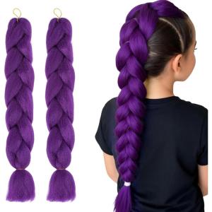 2 Pièce Perruque Violette Enfant, Perruque Femme Costume Pour Cosplay d&rsquo;Halloween Kpop, Cadeau Pour Femmes Filles