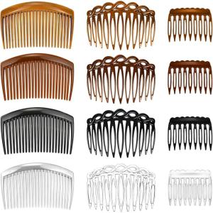 12 Pcs Peigne Cheveux Femme, Peigne à Cheveux Décoratifs Français en Plastique, Pinces Latérales pour Femme, Peignes à Dents Plissées Torsadé Accessoires de Coiffure