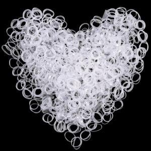 1000 Pièces Elastique Transparent Mini pour Cheveux Fille, Bandes de Tressage(transparent)