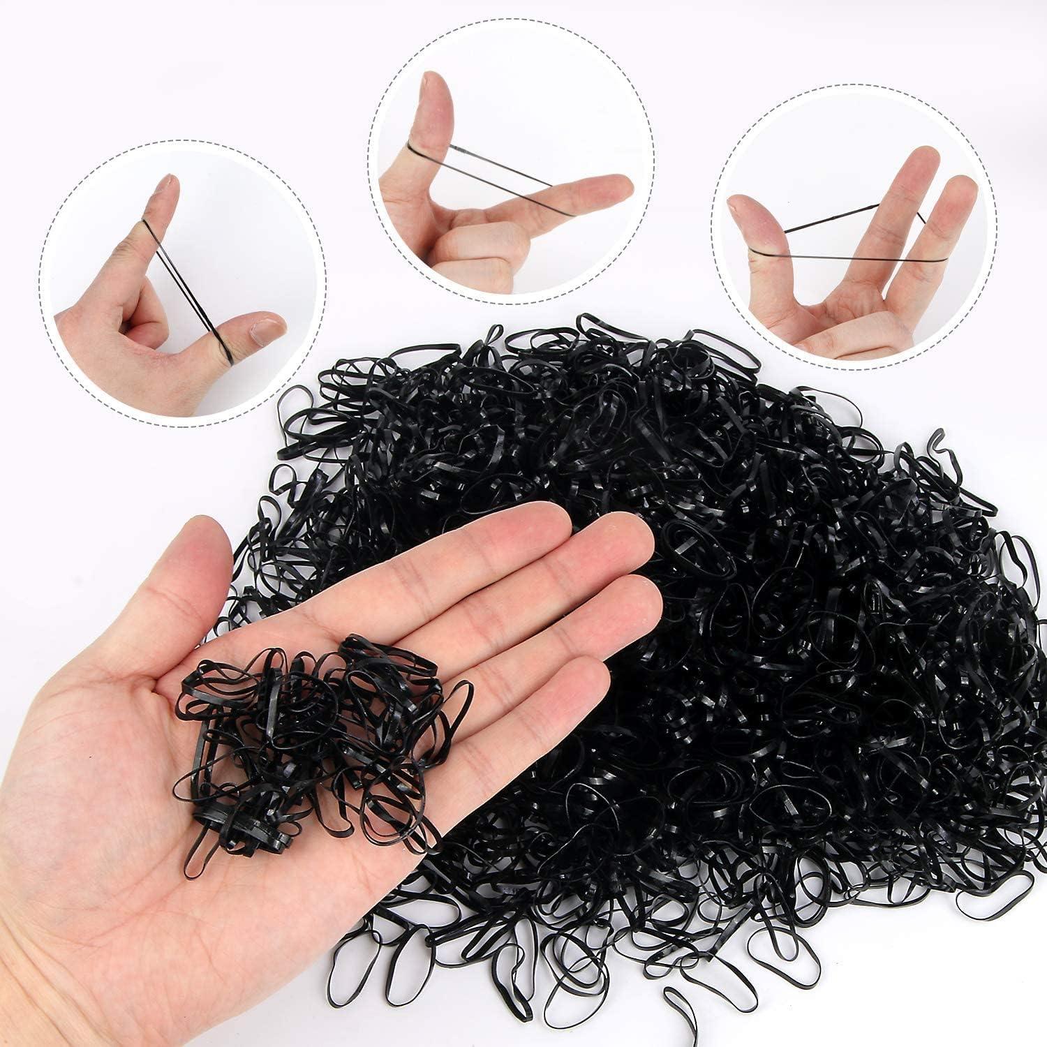 image:imageElastique NoirMini lastiques300 Pices Noir ElastiquePetit elastique cheveux Petits elastiques cheveux pour les Cheveux des Enfants Petites Dreadlocks Coiffure de Mariage et PlusNoir