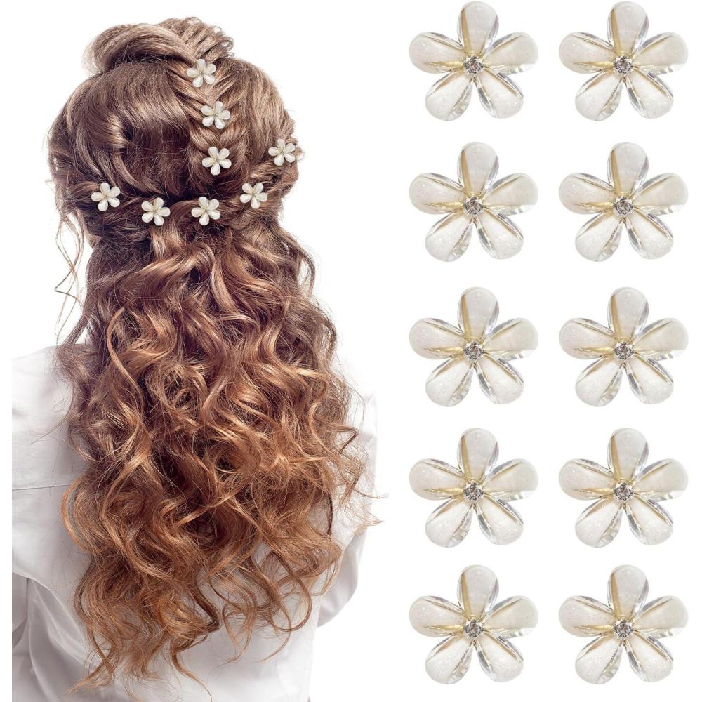 image:imageLot de 10 petites pinces cheveux en forme de fleur Antidrapantes Pour filles et femmes Pour le quotidien les ftes les mariagesrose