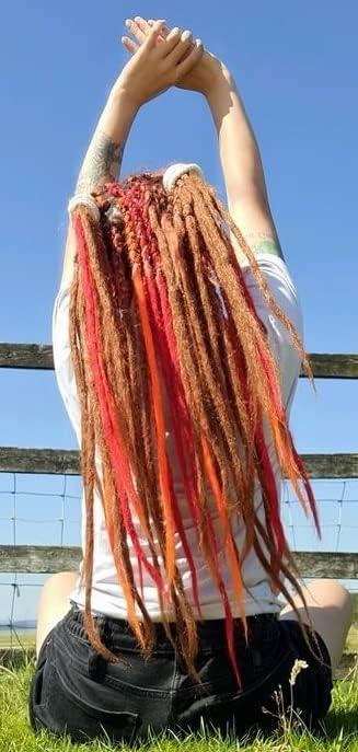 image:imageLot de 10 extensions synthtiques au crochet pour dreadlocks single ended VioletOrange