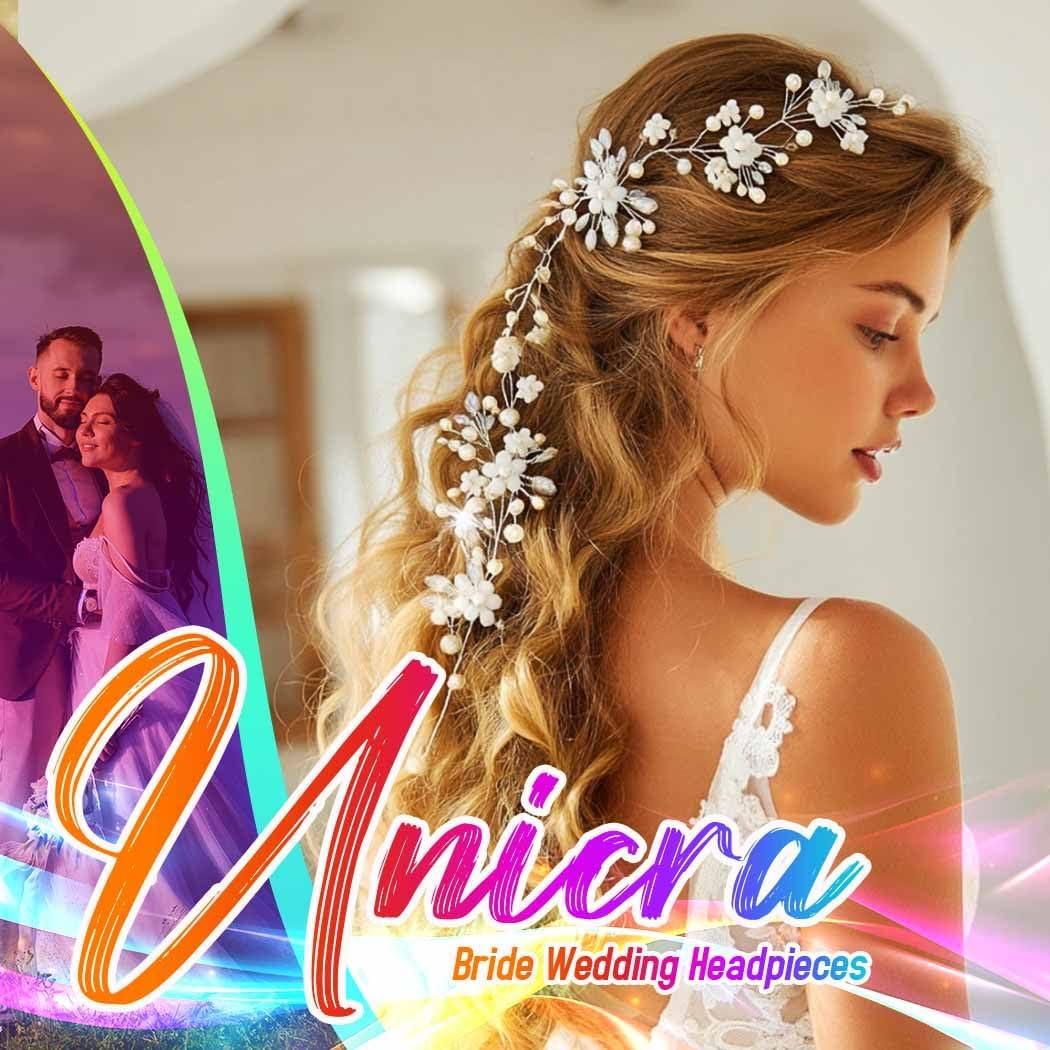 image:imageUnicra Argent Mariage Cristal Fleur Cheveux Vigne Coiffe De Marie Bandeaux Accessoires De Cheveux De Mariage Pour Marie argent