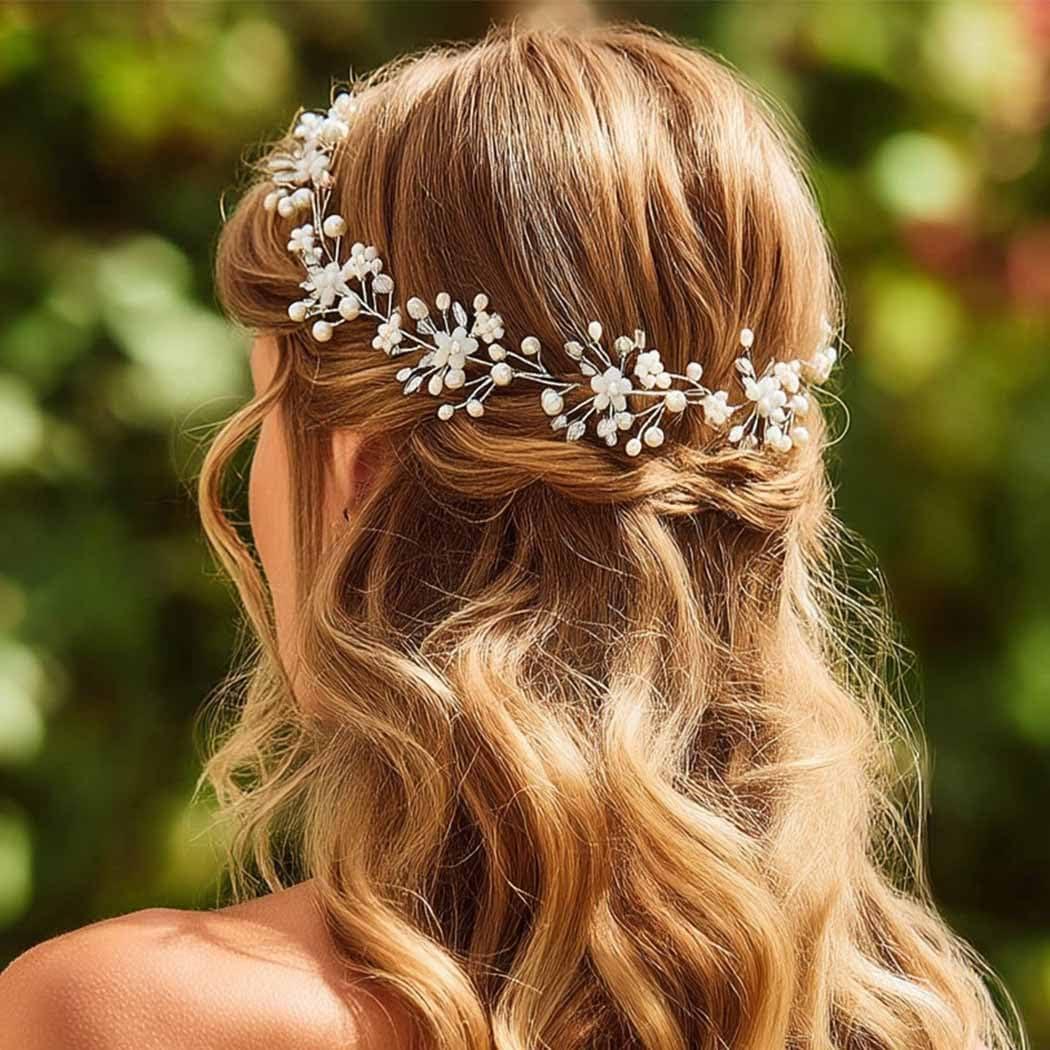 image:imageUnicra Argent Mariage Cristal Fleur Cheveux Vigne Coiffe De Marie Bandeaux Accessoires De Cheveux De Mariage Pour Marie argent