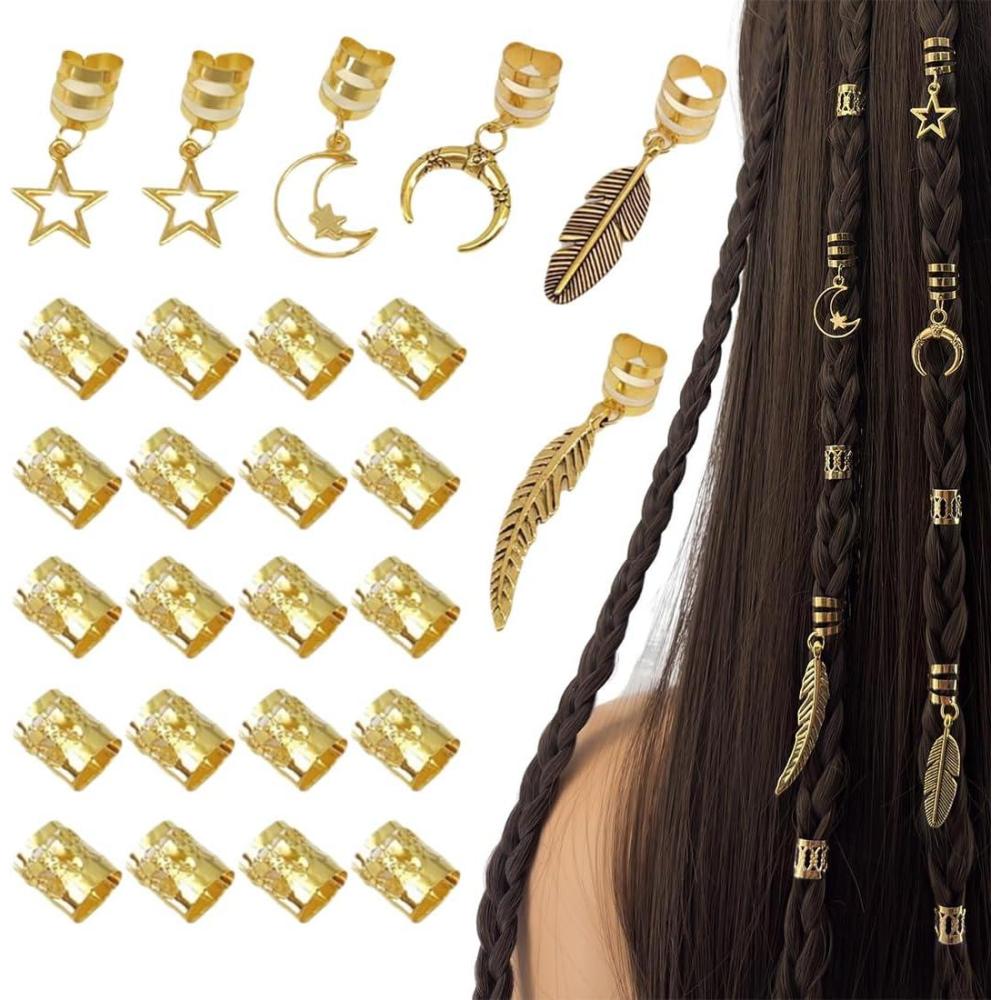 image:imagePendentif Dreadlocks en Mtal Lot de 26 pinces  cheveux pour tresses accessoires pour dreadlocks accessoires pour dreadlocks dreadlocks pour hommes femmes filles et garons