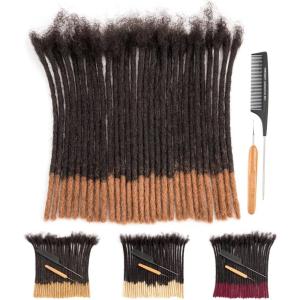 100% Cheveux Humains Dreadlocks Extensions 6 pouces Afro Kinky Noir 10 Brins 0.4cm Mode Crochet Tressage Cheveux Pour Femmes par Originea (6 pouces, 10 locs)(#T1B/30 0.4cm)