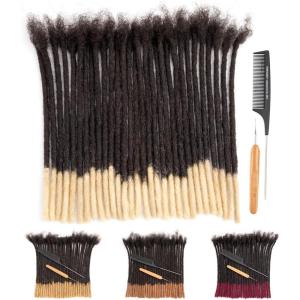 100% Cheveux Humains Dreadlocks Extensions 6 pouces Afro Kinky Noir 10 Brins 0.4cm Mode Crochet Tressage Cheveux Pour Femmes par Originea (6 pouces, 10 locs)(#T1B/613 0.4cm)