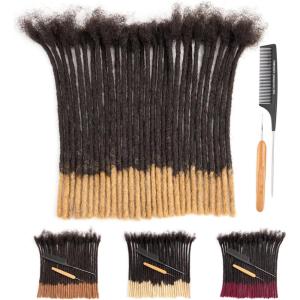 100% Cheveux Humains Dreadlocks Extensions 6 pouces Afro Kinky Noir 10 Brins 0.4cm Mode Crochet Tressage Cheveux Pour Femmes par Originea (6 pouces, 10 locs)(#T1B/27 0.4cm)