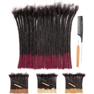 100% Cheveux Humains Dreadlocks Extensions 6 pouces Afro Kinky Noir 10 Brins 0.4cm Mode Crochet Tressage Cheveux Pour Femmes par Originea (6 pouces, 10 locs)(#T1B/Burg 0.4cm)