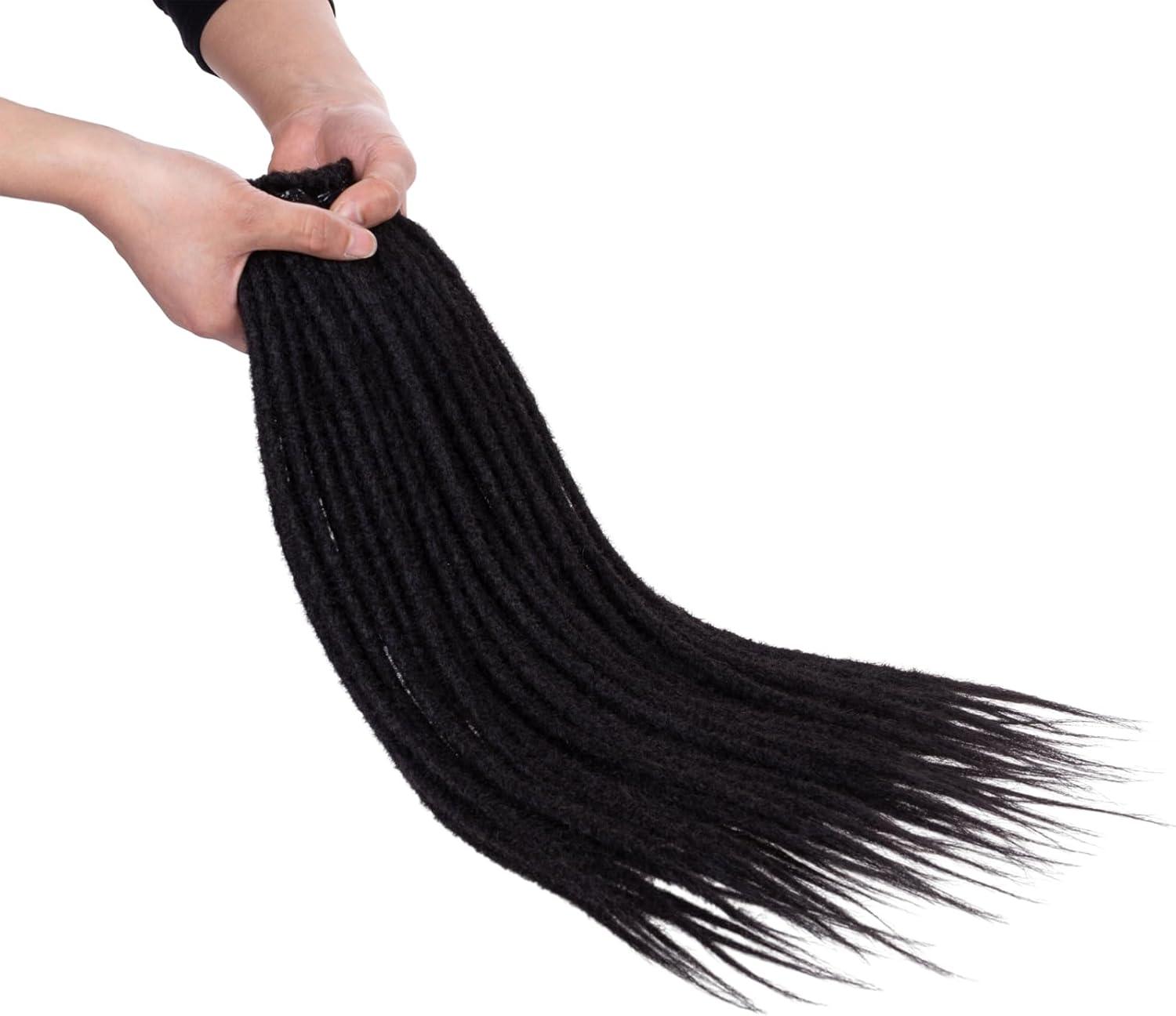 image:imageExtensions dreadlocks synthtiques noires 457 cm x 06 cm 20 brins faites la main style reggae crochets pour femmes et hommes1B