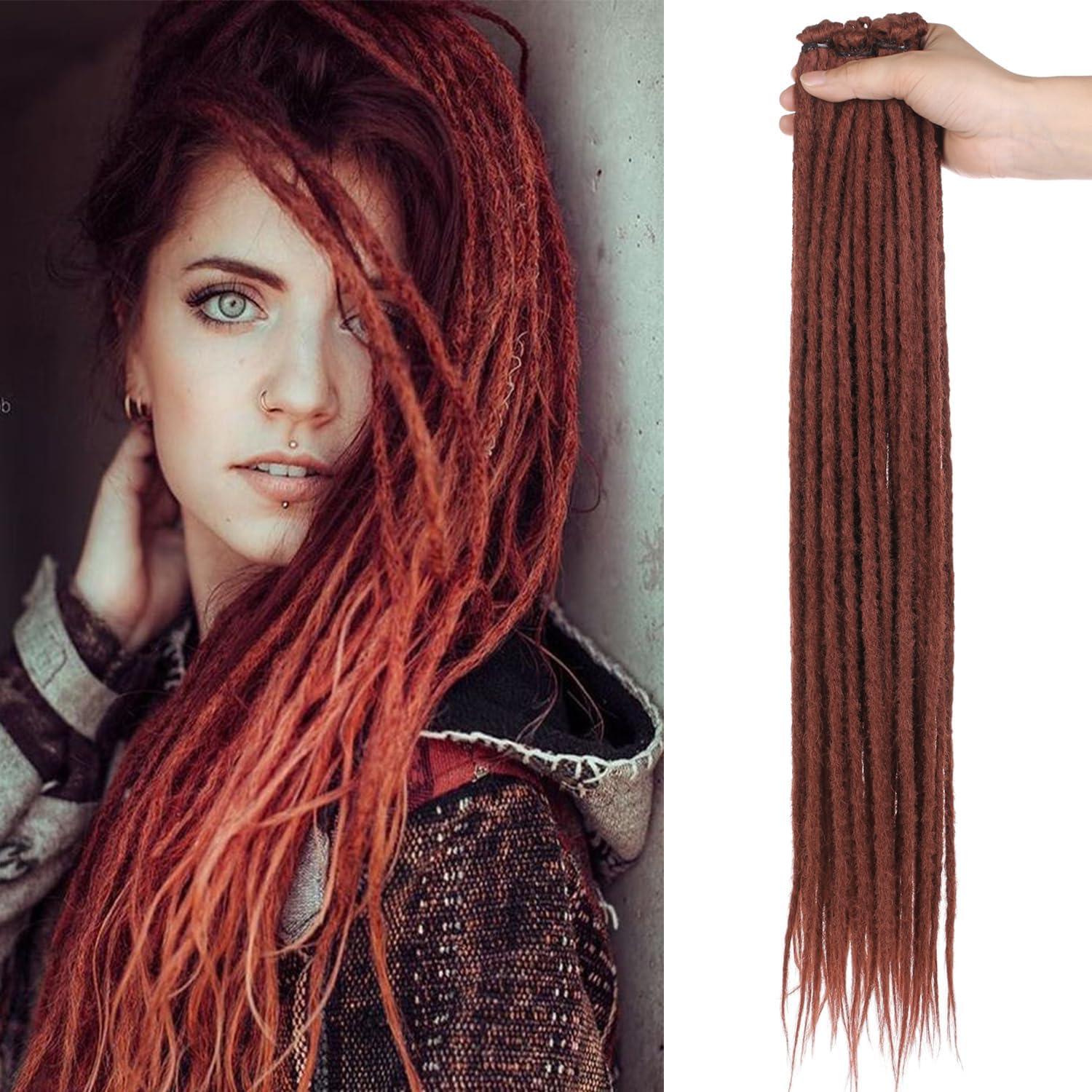 image:imageExtensions dreadlocks synthtiques noires 457 cm x 06 cm 20 brins faites la main style reggae crochets pour femmes et hommes350
