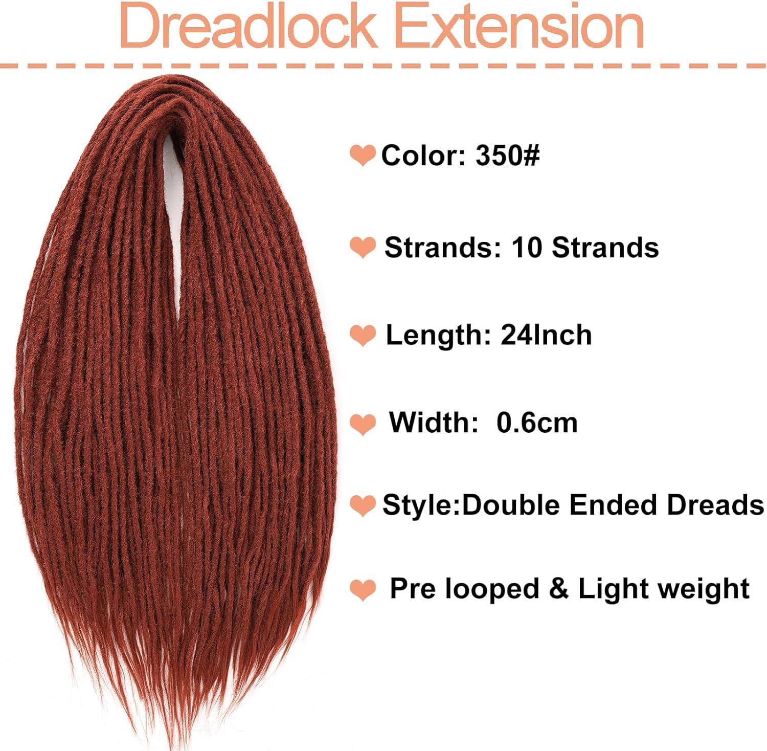 image:imageExtensions dreadlocks synthtiques noires 457 cm x 06 cm 20 brins faites la main style reggae crochets pour femmes et hommes350