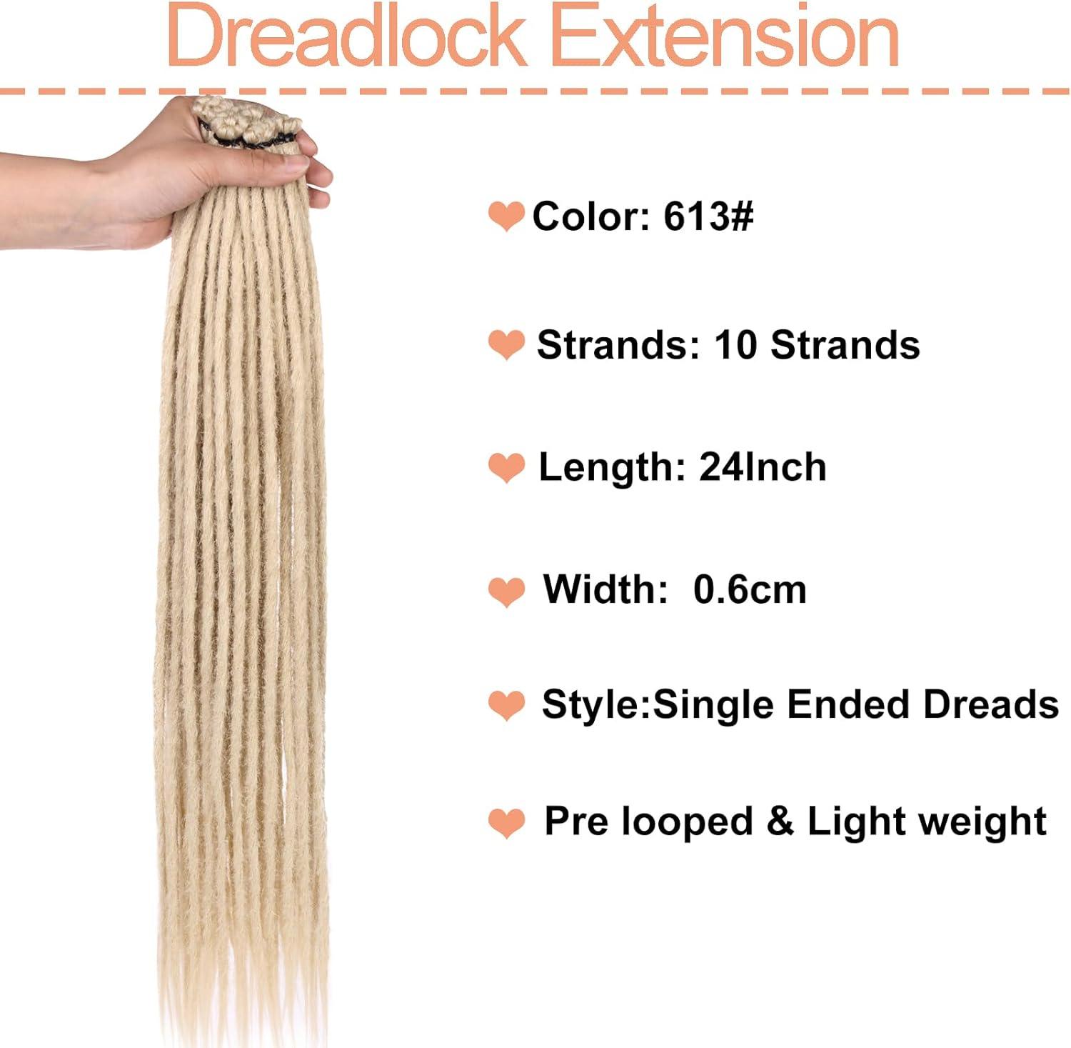 image:imageExtensions dreadlocks synthtiques noires 457 cm x 06 cm 20 brins faites la main style reggae crochets pour femmes et hommes613