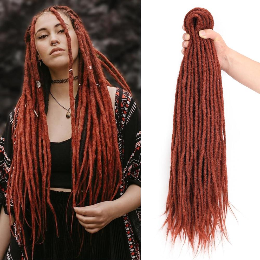 image:imageExtensions dreadlocks synthtiques noires 457 cm x 06 cm 20 brins faites la main style reggae crochets pour femmes et hommes350
