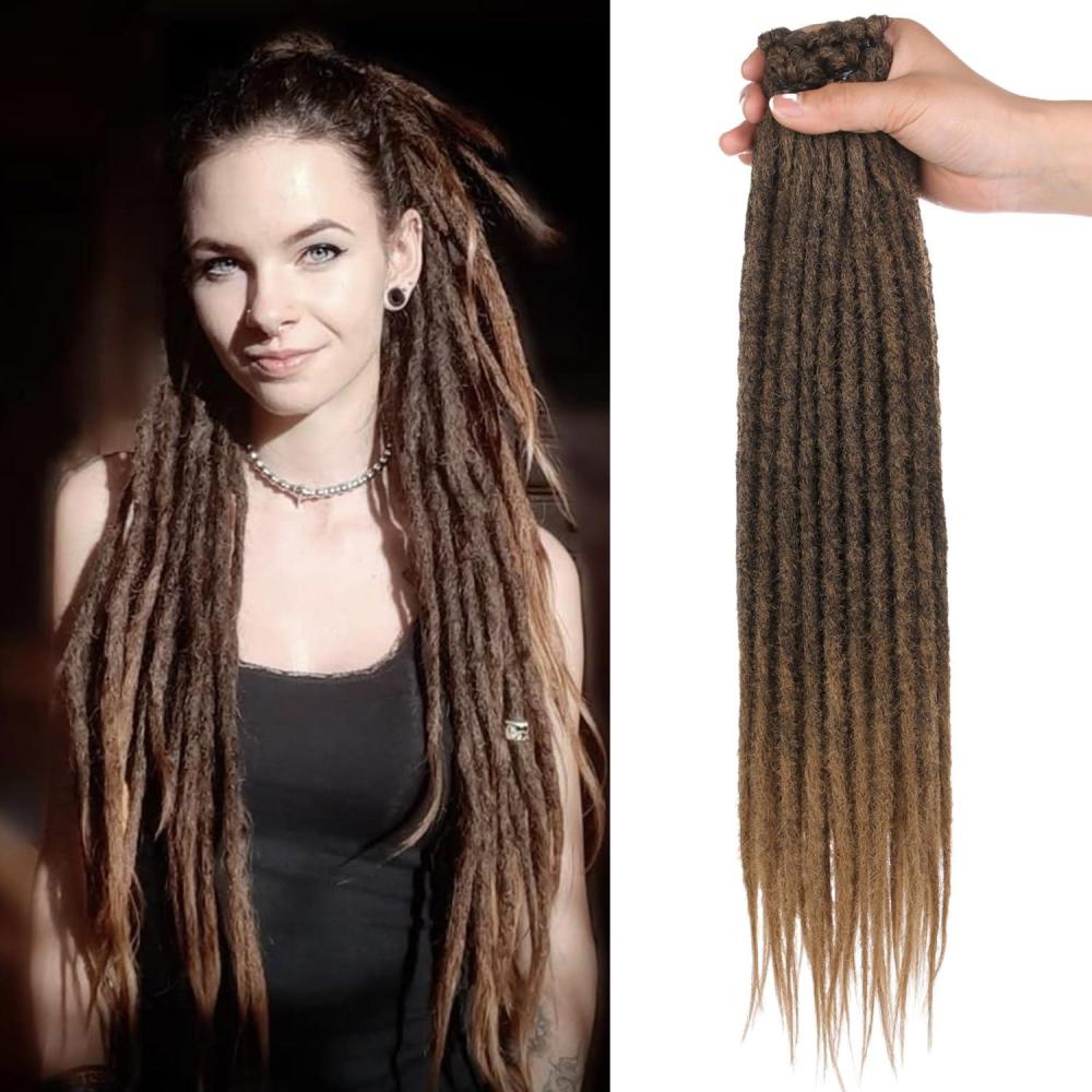 image:imageExtensions dreadlocks synthtiques noires 457 cm x 06 cm 20 brins faites la main style reggae crochets pour femmes et hommesT27