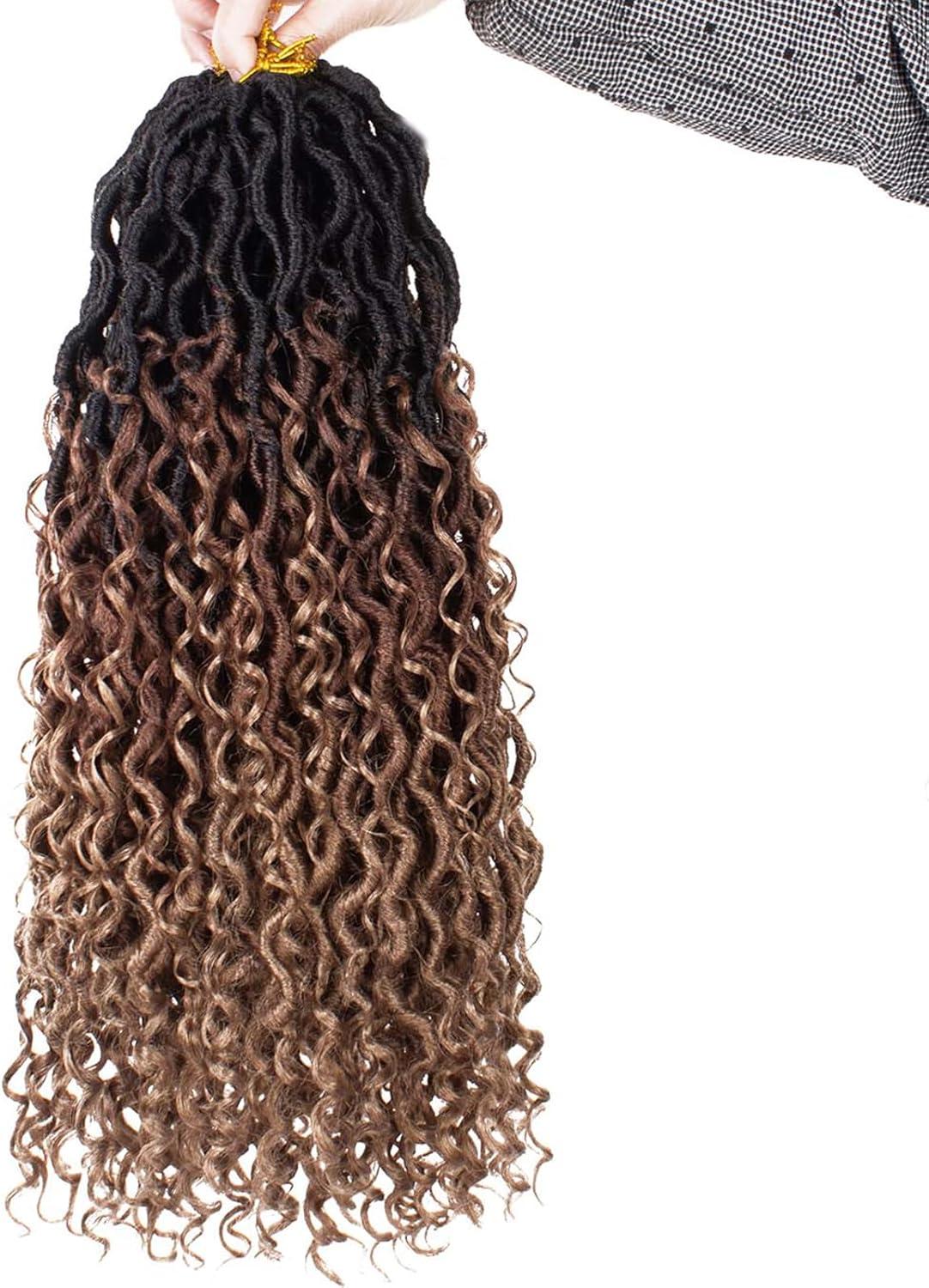 image:image14 Inch 8 Packs Ombre River Goddess Faux Locs Crochet Hair Wavy With Curly Ends Prelooped River Locs Synthetic Crochet Braiding Faux Locs Hair Extensions 14StrandsPack T301B3027