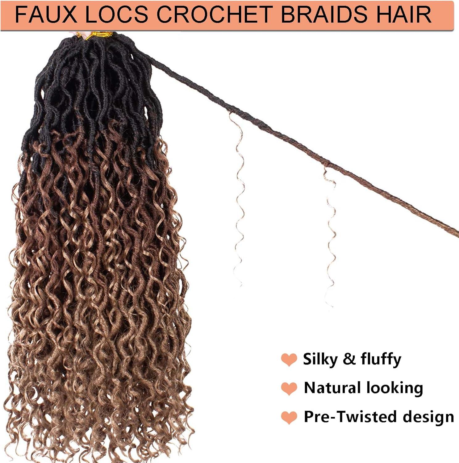 image:image14 Inch 8 Packs Ombre River Goddess Faux Locs Crochet Hair Wavy With Curly Ends Prelooped River Locs Synthetic Crochet Braiding Faux Locs Hair Extensions 14StrandsPack T301B3027