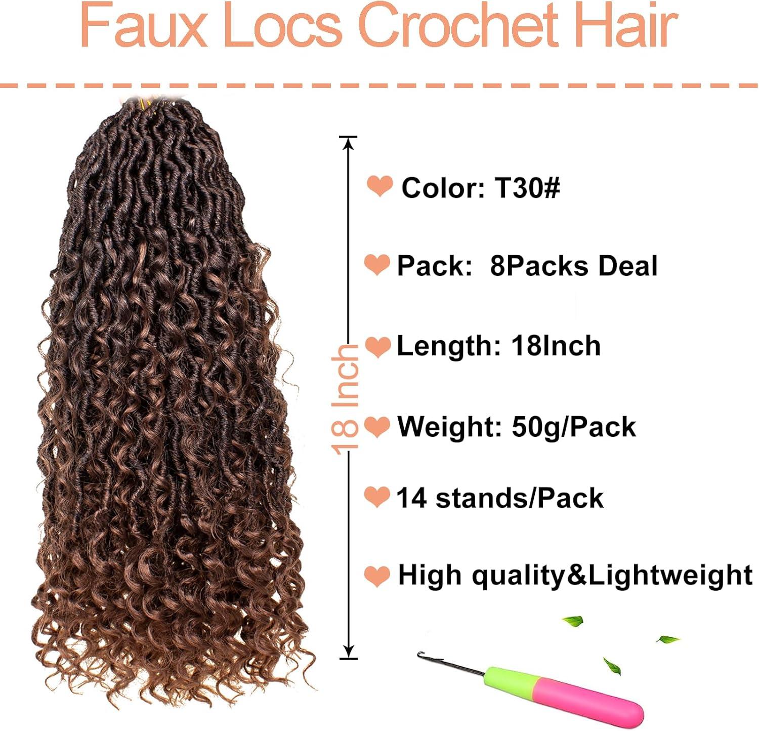 image:image14 Inch 8 Packs Ombre River Goddess Faux Locs Crochet Hair Wavy With Curly Ends Prelooped River Locs Synthetic Crochet Braiding Faux Locs Hair Extensions 14StrandsPack T30T30
