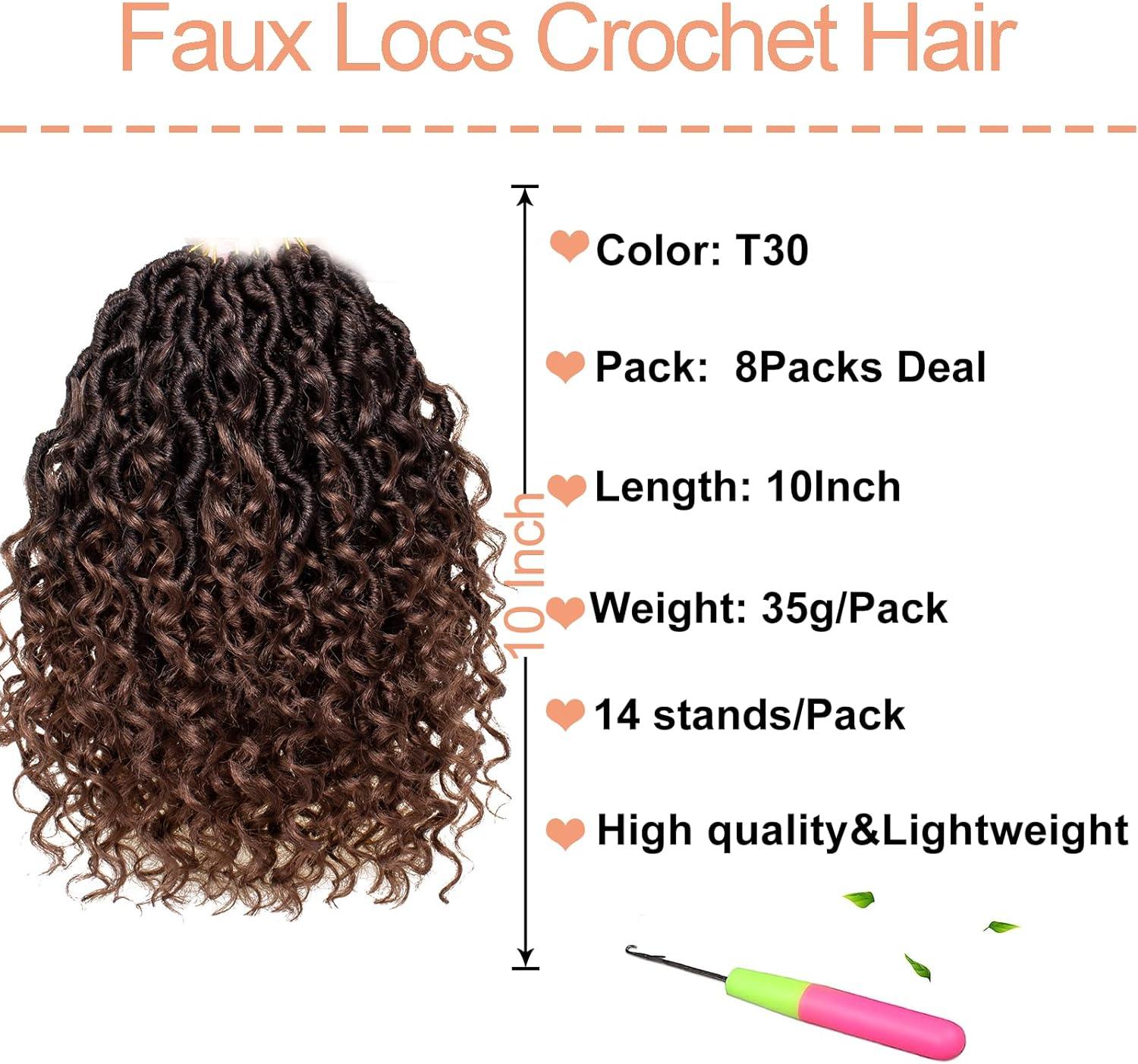 image:image14 Inch 8 Packs Ombre River Goddess Faux Locs Crochet Hair Wavy With Curly Ends Prelooped River Locs Synthetic Crochet Braiding Faux Locs Hair Extensions 14StrandsPack T30T30
