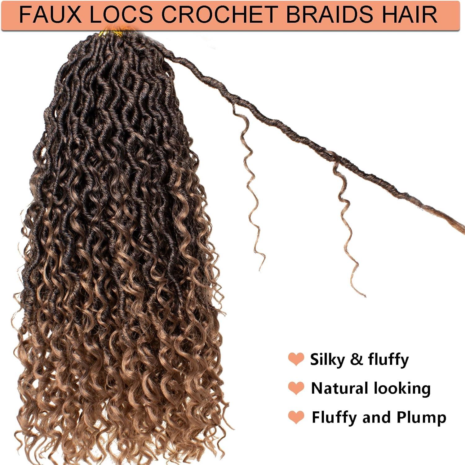 image:image14 Inch 8 Packs Ombre River Goddess Faux Locs Crochet Hair Wavy With Curly Ends Prelooped River Locs Synthetic Crochet Braiding Faux Locs Hair Extensions 14StrandsPack T30T27